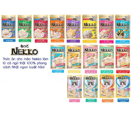 Hộp 12 gói pate cho mèo nekko 70g