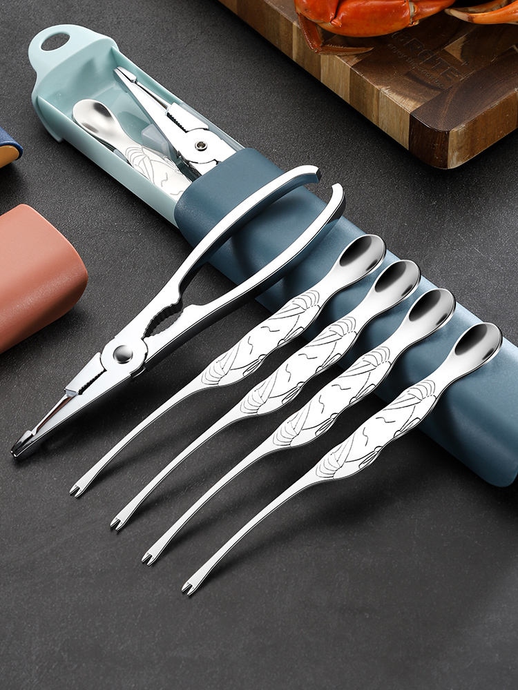 Household crab eight-piece crab-eating tools special crab tongs scissors crab claws crab peeling hairy crab artifact three-piece set