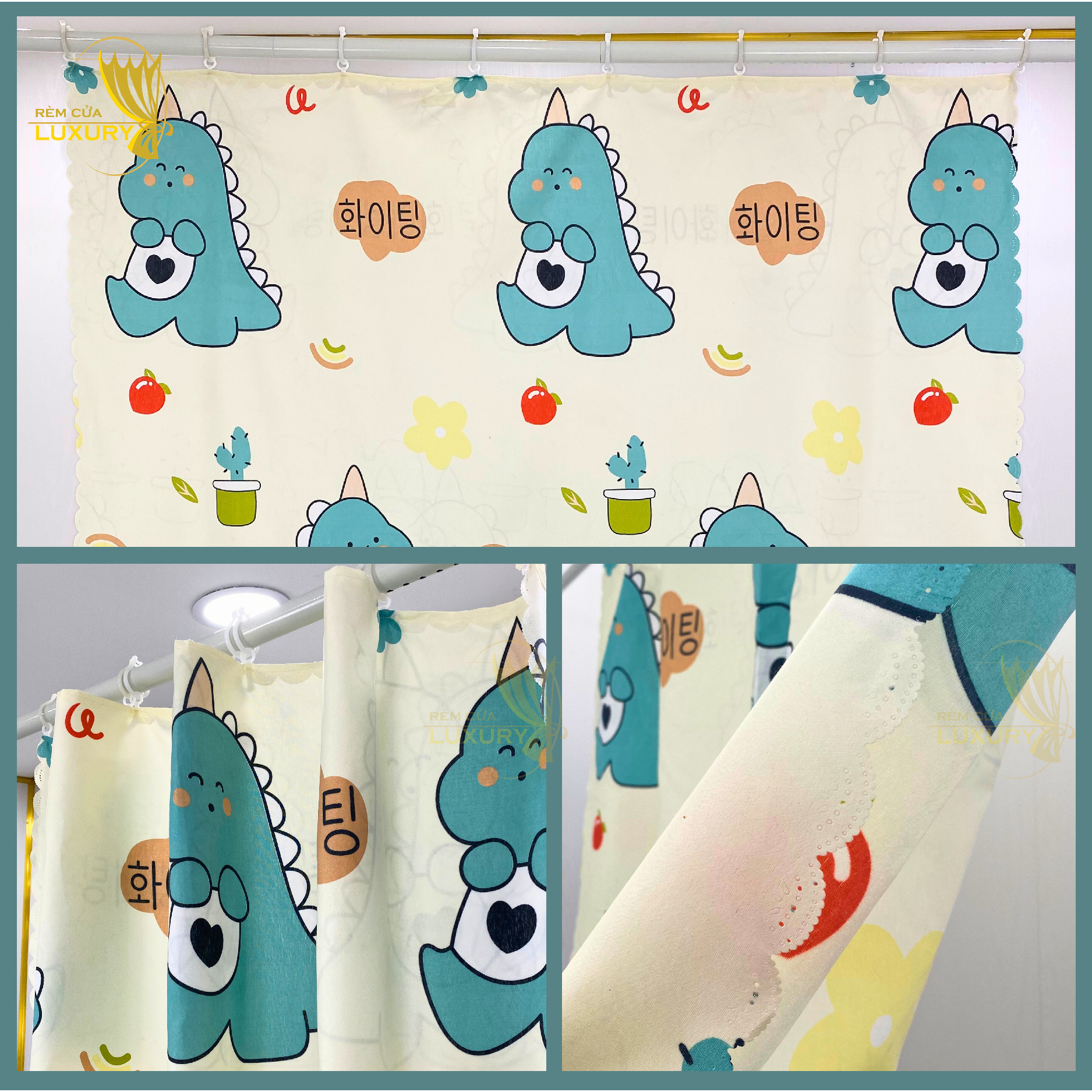  Rèm RIDO KHỦNG LONG và thanh treo không cần khoan decor ngăn phòng gác trọ tặng kèm móc và dây treo RDK02 Remcualuxury 