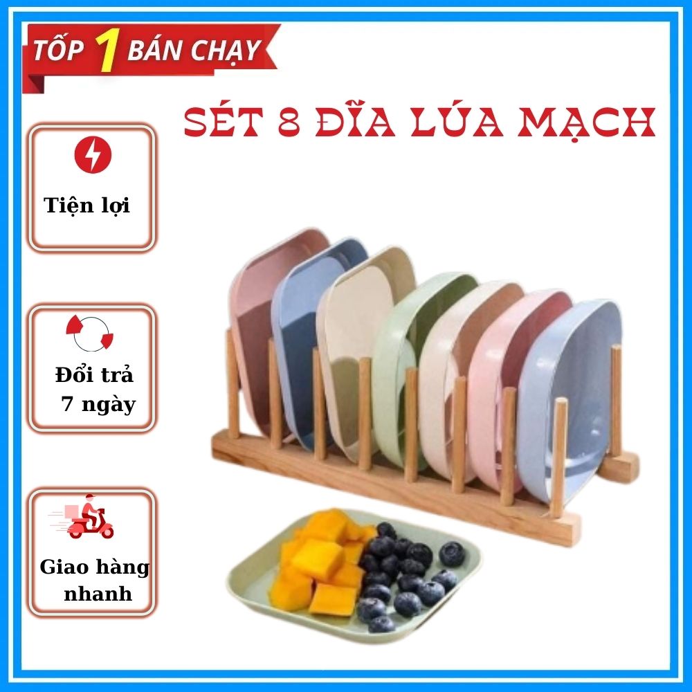 Set 8 chiếc đĩa lúa mạch siêu xinh, dùng được cho lò vi sóng, sản phẩm an toàn cho người sử dụng và rất nhẹ nhàng