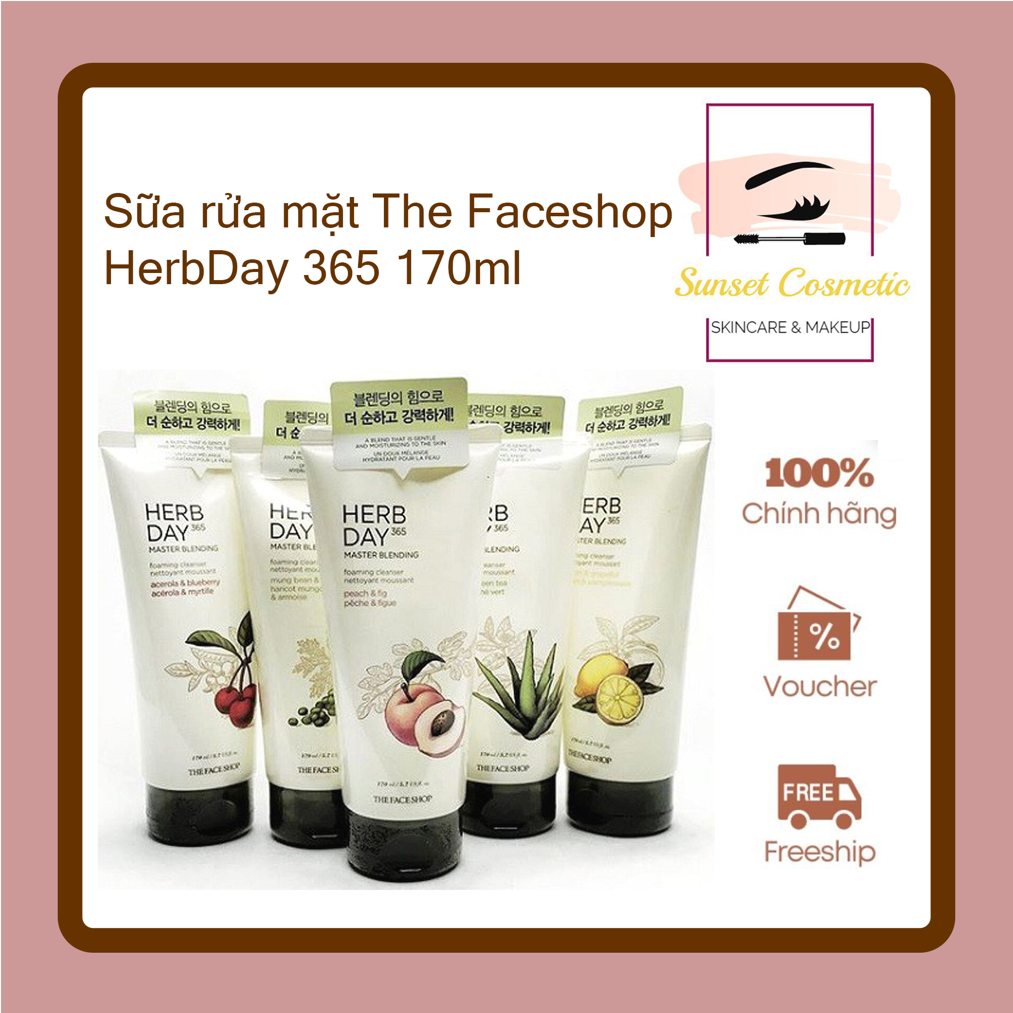 Sữa rửa mặt the face shop herb day 365 cleansing foam 170ml