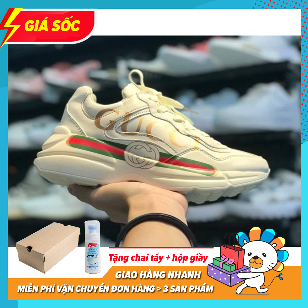 [Tặng Tất + Hộp Đẹp] Giày Thể Thao Sneaker Nam Nữ Gucc.i Shyton Chunky Chữ Vàng