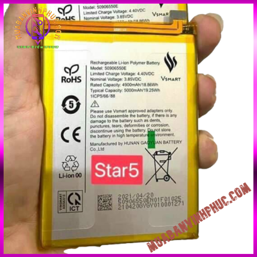 Pin vsmart star 5 / 50906550e,dung lượng 5000mah / bảo hành 12 tháng - mbvp.com