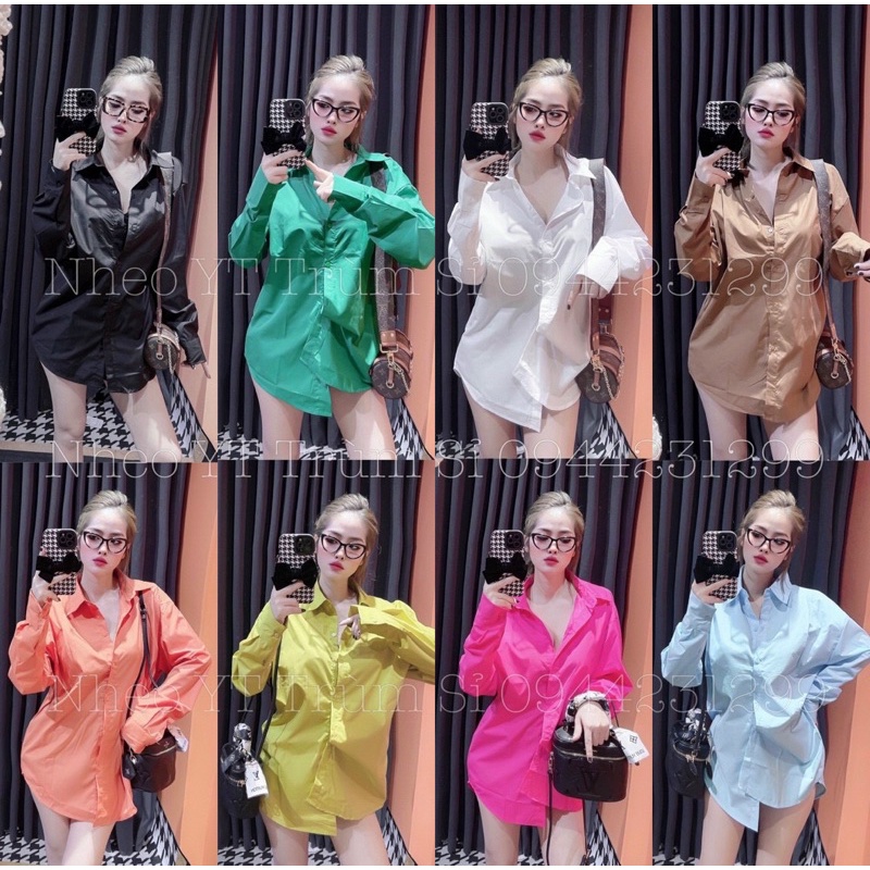 Áo sơ mi thô from thụng nhiều màu sắc gs90