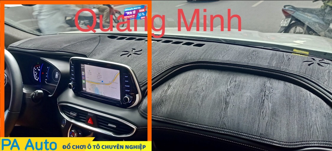 Thảm taplo vân gỗ hyundai santafe 2019 - 2020