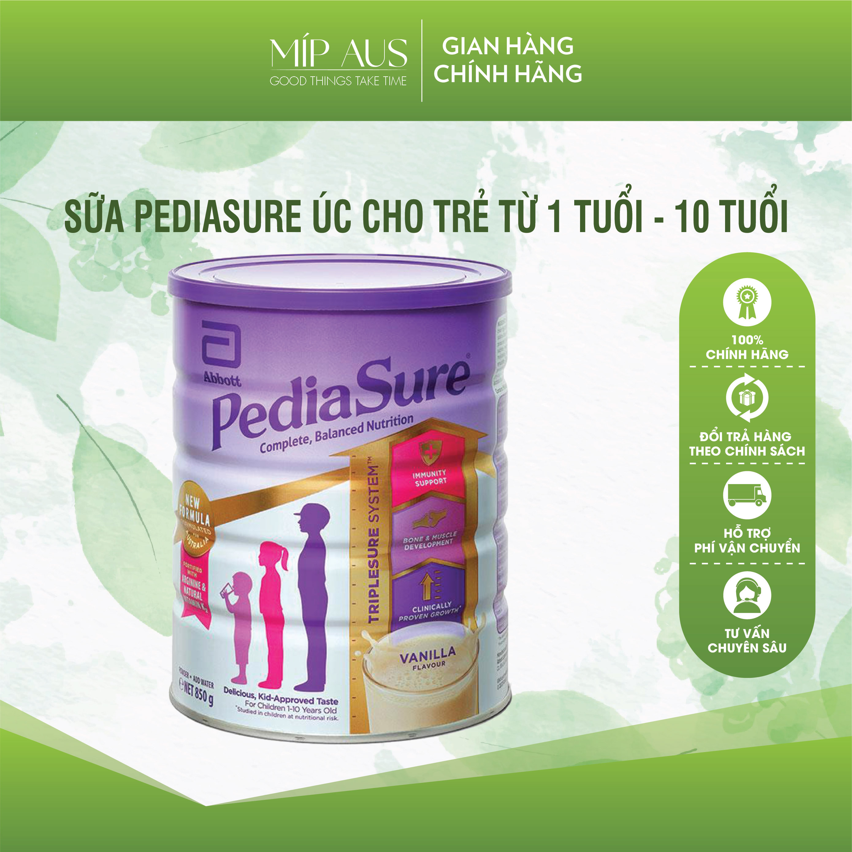 Sữa Bột Pediasure Úc 850G - Pediasure Nắp Tím