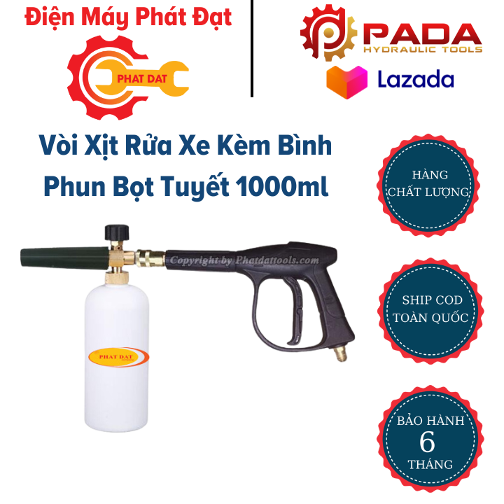 Bình phun bọt tuyết+vòi xịt rửa xe cho máy rửa xe mini,máy rửa xe gia đình