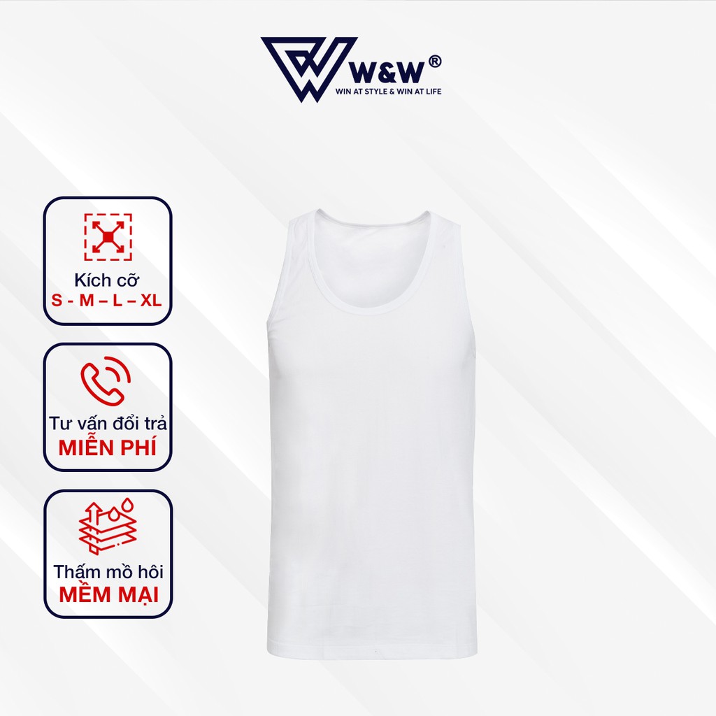 Áo Ba Lỗ Dệt Kim Đông Xuân Nam WW Màu Trắng Chất Liệu Cotton Thoáng Mát, Thấm Hút Mồ Hôi UNDERSHIRT01