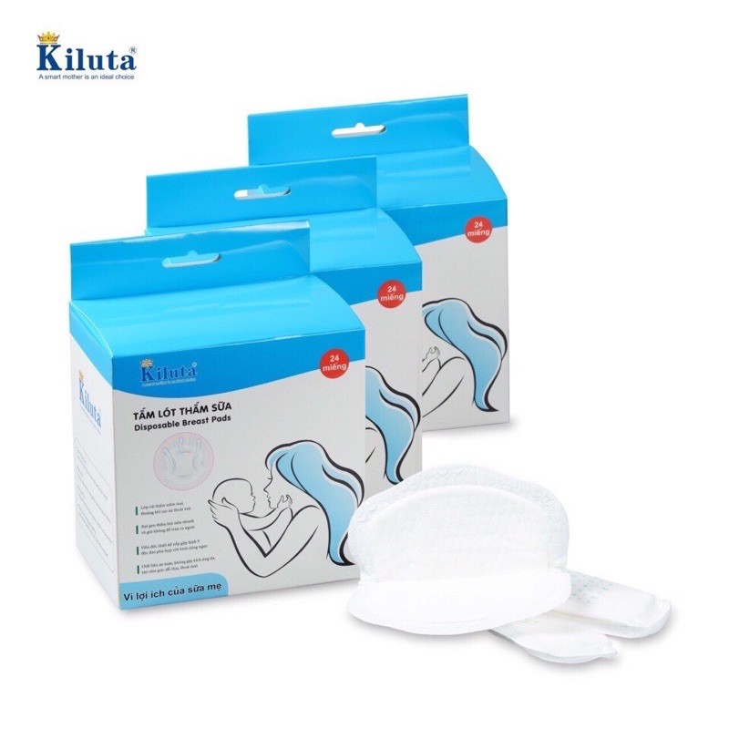 Lót thấm sữa KILUTA hộp 24 miếng, miếng lót thấm sữa cho mẹ bầu sau sinh
