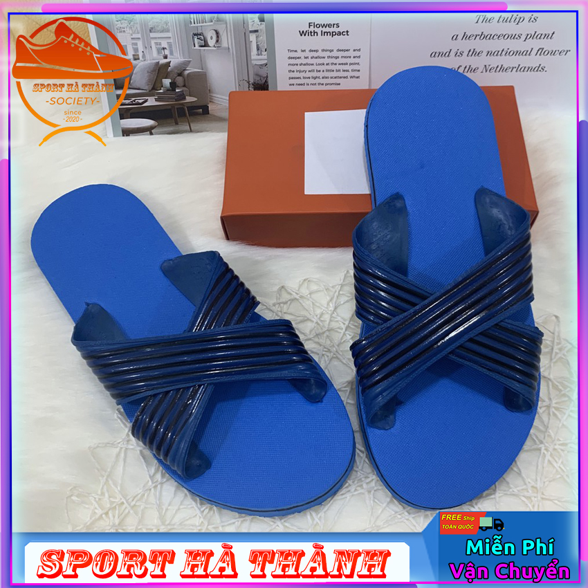 Dép đế xốp nam quai chéo màu xanh đi trong nhà siêu êm không lỗi thời