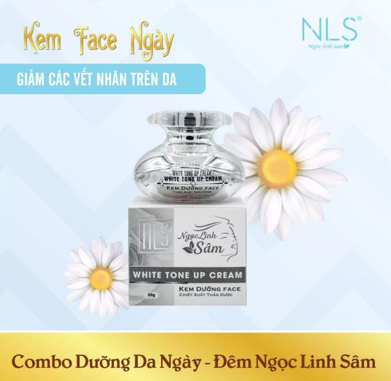 KEM NGÀY DƯỠNG TRẮNG DA WHITE TONE UP CREAM CHỐNG NẮNG SPF 40++ NGỌC LINH SÂM