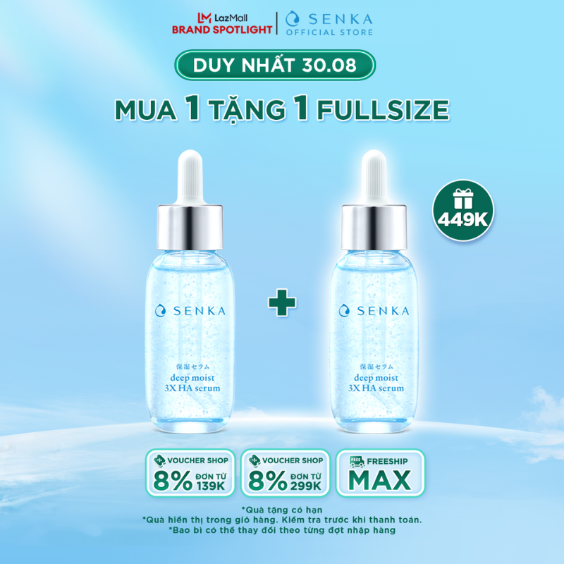 Serum HA Cấp Ẩm Chuyên Sâu Không Cồn- Dưỡng Da Đàn Hồi Căng Mướt, Giảm Nhăn SENKA DEEP MOIST 3X HA 30ML