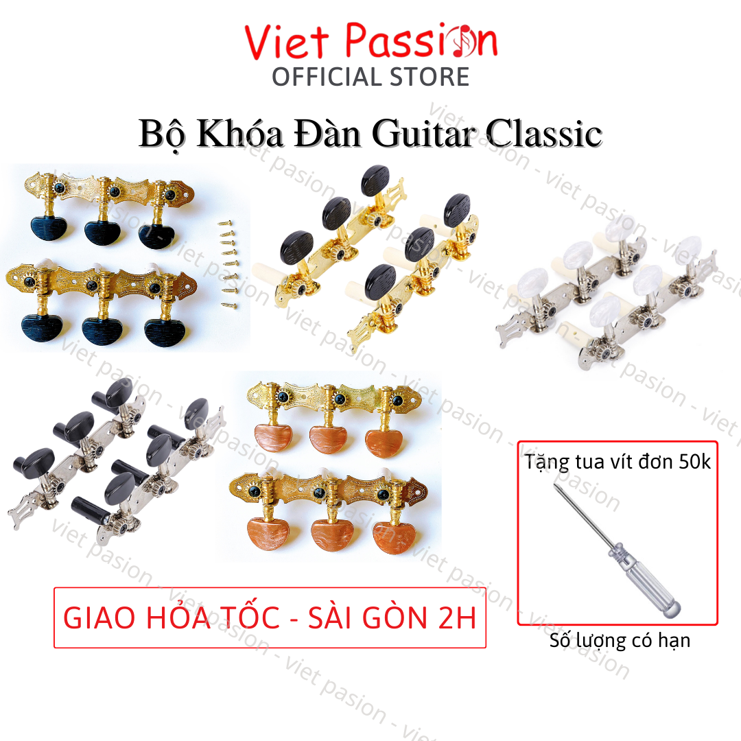 Khoá đàn guitar classic đàn cổ điển nylon có liền 2 vế kèm ốc vít Viet Passion HCM