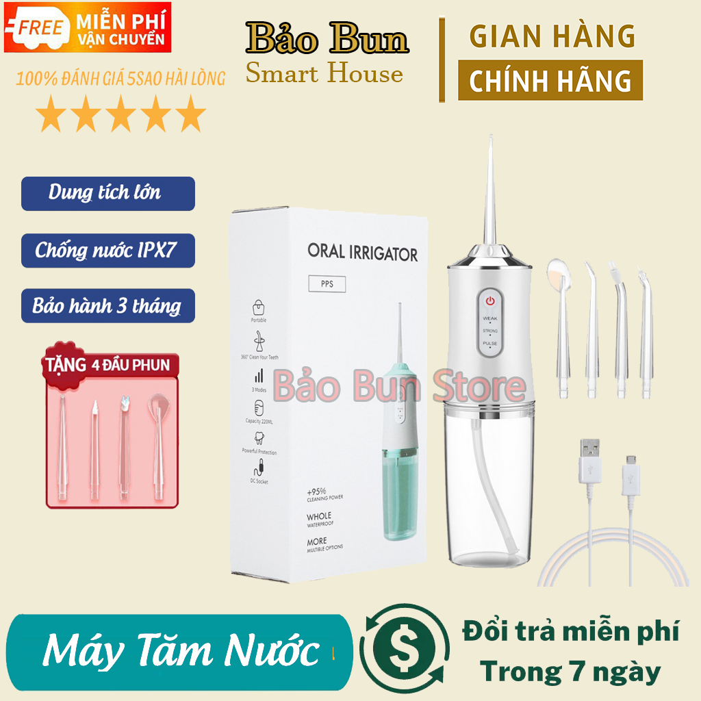 Máy Tăm Nước cầm tay Oral Irrigator - Tăm nước vệ sinh răng miệng cực sạch công nghệ Châu Âu - 3 chế độ xịt