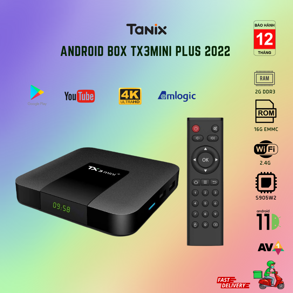 Android TV box TX3 mini plus 2022 Android TV 11, Amlogic S905W2 RAM 2G Bộ nhớ trong 16G, USB 3.0 4K 60FPS HDR hình ảnh sống động, sắc nét - android tv box tìm kiếm giọng nói