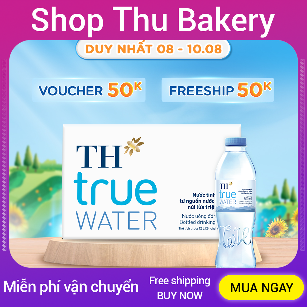 Thùng 24 chai nước tinh khiết TH True Water 500ml (500ml x 24) DTK161459893 - Shop Thu Bakery - 24 bottles of pure water TH True Water 500ml (500ml x 24)