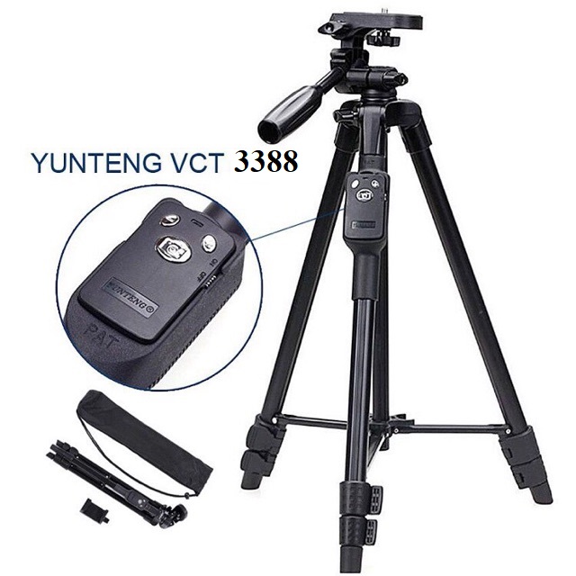 Chân máy ảnh, tripod Weifeng WT-3388 khung nhôm cao cấp, tặng kèm kẹp điện thoại và remod xịn ( SIÊU BỀN )