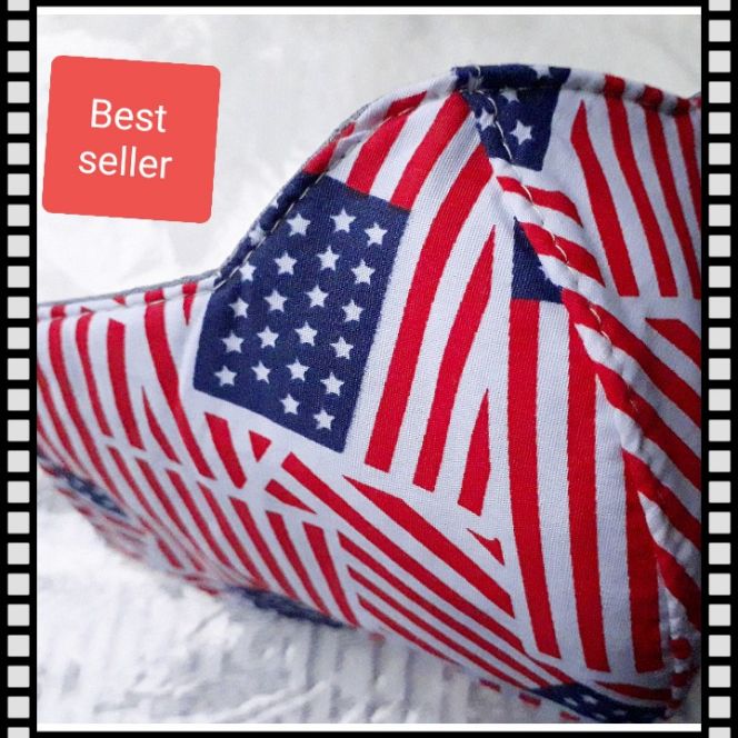 [HCM]Khẩu trang vải CAO CẤP hình Cờ MỸ  size người lớn