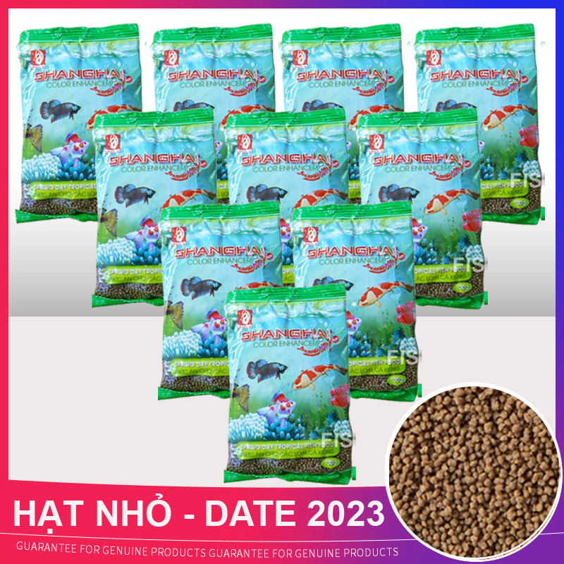Bộ 10 gói thức ăn cho cá, cám cá ShangHai hạt nhỏ nổi, giàu dinh dưỡng, giúp cá lớn nhanh, màu đẹp, phát triển mạnh,  phù hợp mọi loại cá cảnh,cá kiểng... Hàng mới về ( 100gr/gói)