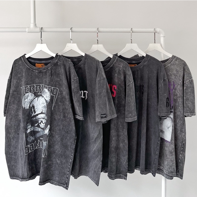 [HCM]áo thun loang đen TERRIFIED hình thật