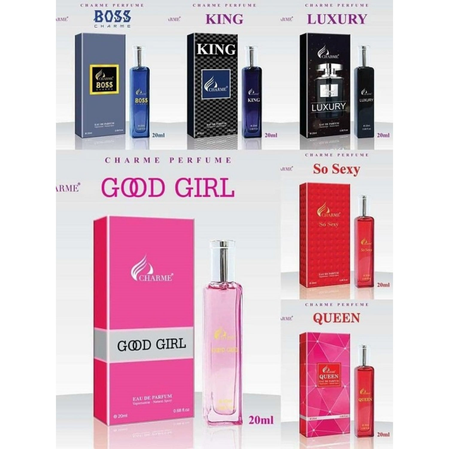 Nước hoa Char.me 20ml nam nữ các loại