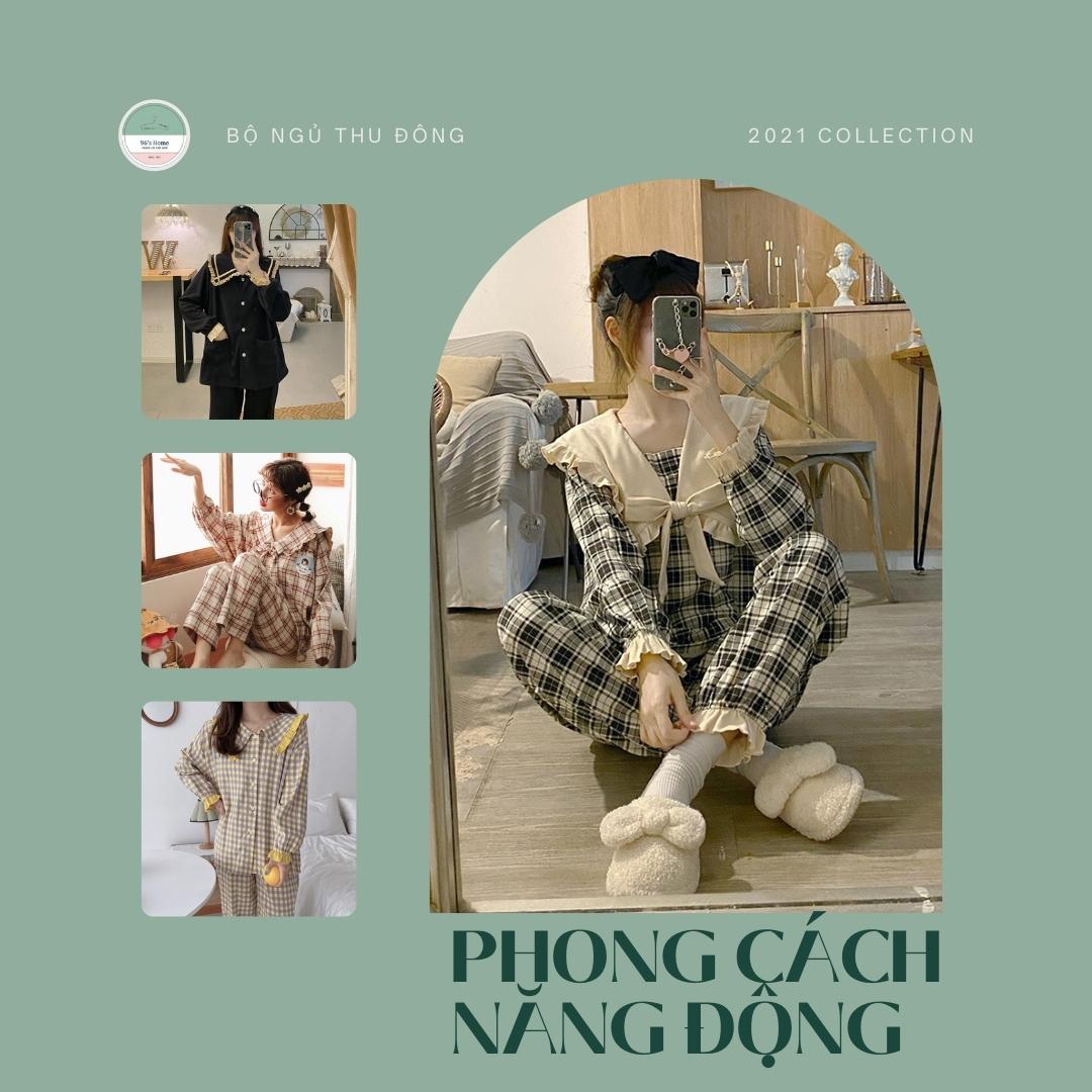 Bộ đồ ngủ nữ thu đông dài tay mặc ở nhà
