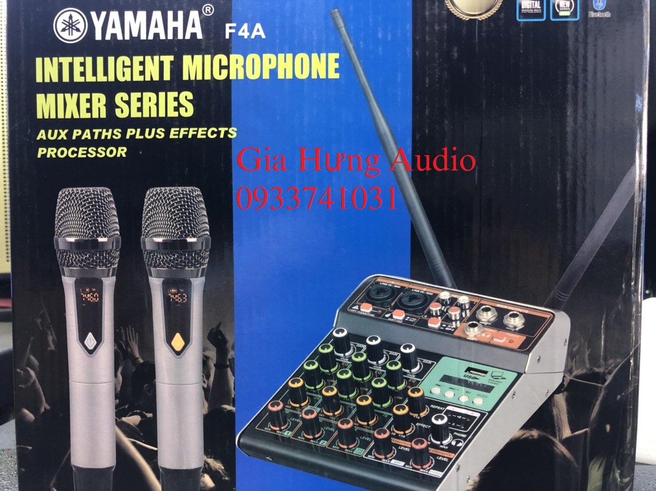 [HCM]Mixer Yamaha F4A tặng kèm 2 micro tích hợp echo mixer hot 2021
