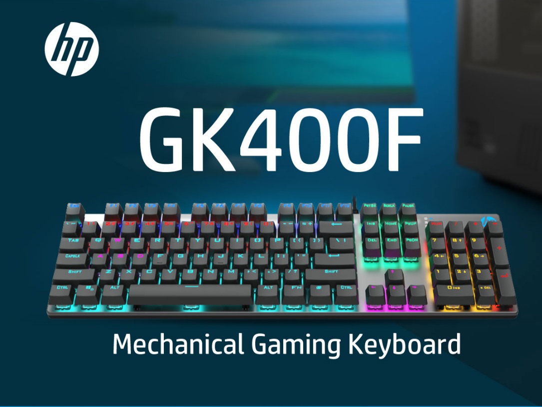 Bàn phím cơ,keyboard led rgb hp gk400f,bàn phím cơ cao cấp,bàn phím chơi game có đèn nền rgb với đèn led lớn bên hông, 104 phím,5 triệu màu,1 tỷ lượt nhấn cực nhạy.
