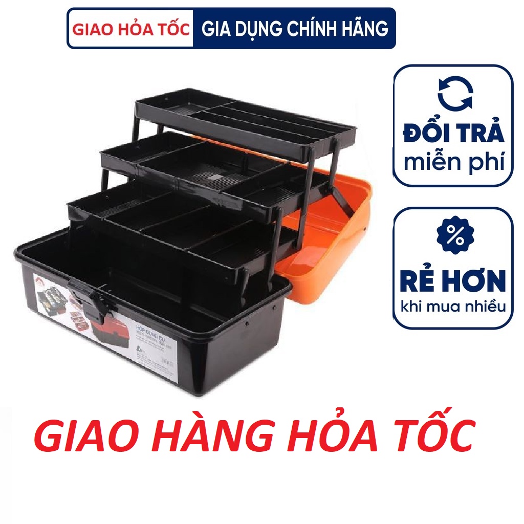 Cốp nhựa 3 tầng đa năng đựng dụng cụ nail mi, phun xăm, đồ gia dụng, đồ câu cá