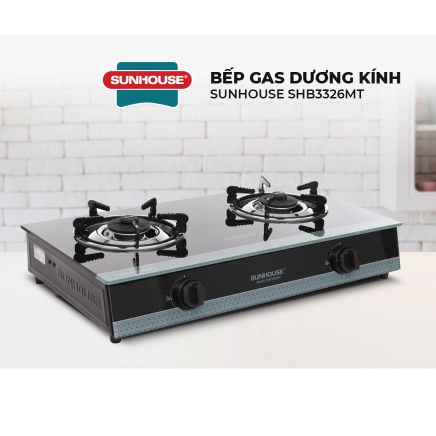 Bếp gas Sunhouse SHB3326MT Hàng trưng bày 99% +Tặng dây gas cổ dê- tiết kiệm 20% gas- kính cường lực-Đầu đốt bằng đồng thau bền bỉ
