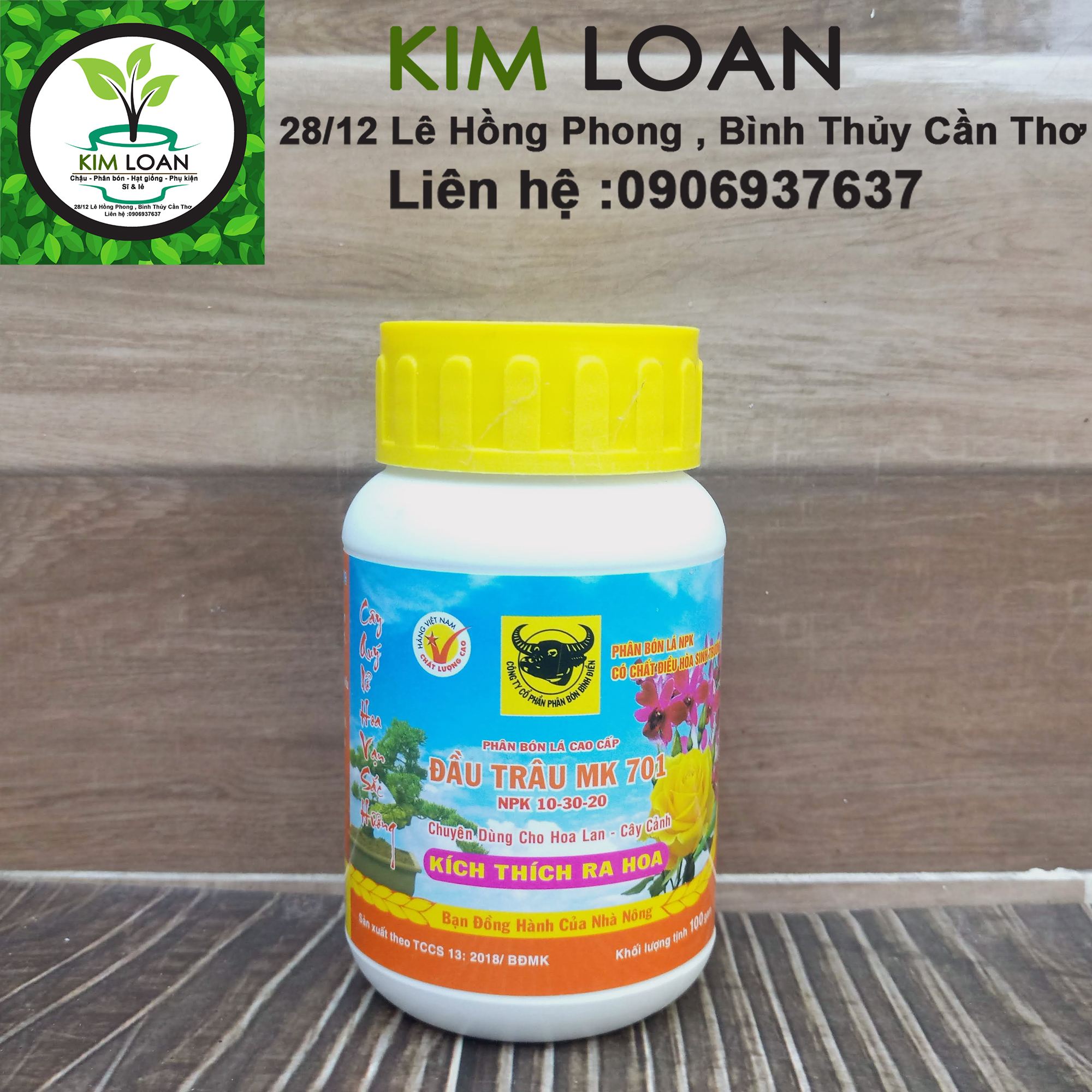 Hũ 100g phân bón NPK đầu trâu MK 701 10-30-20 kích thích ra hoa chuyên dùng cho hoa lan và cây cảnh