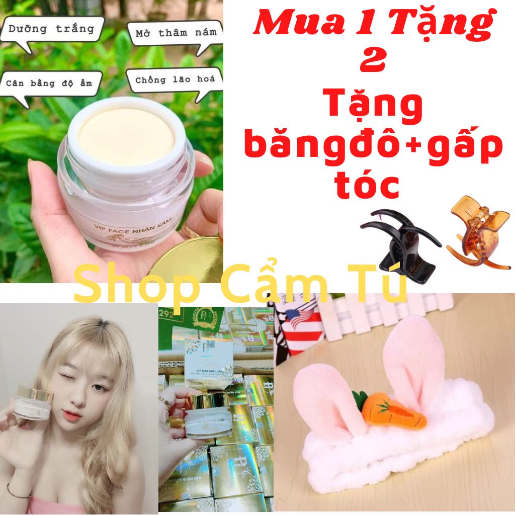 Kem face vip nhân sâm 20g giúp trắng da giảm nám tàn nhang tặng kèm gấp tóc băng đô