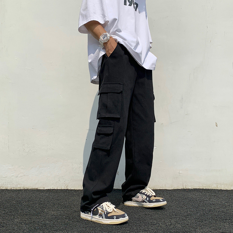 Quần cargo nam thời trang HIPHOP mùa hè Quần Túi Hộp Quần ống suông rộng cargo pants nam Màu Trơn baggy pants vintage