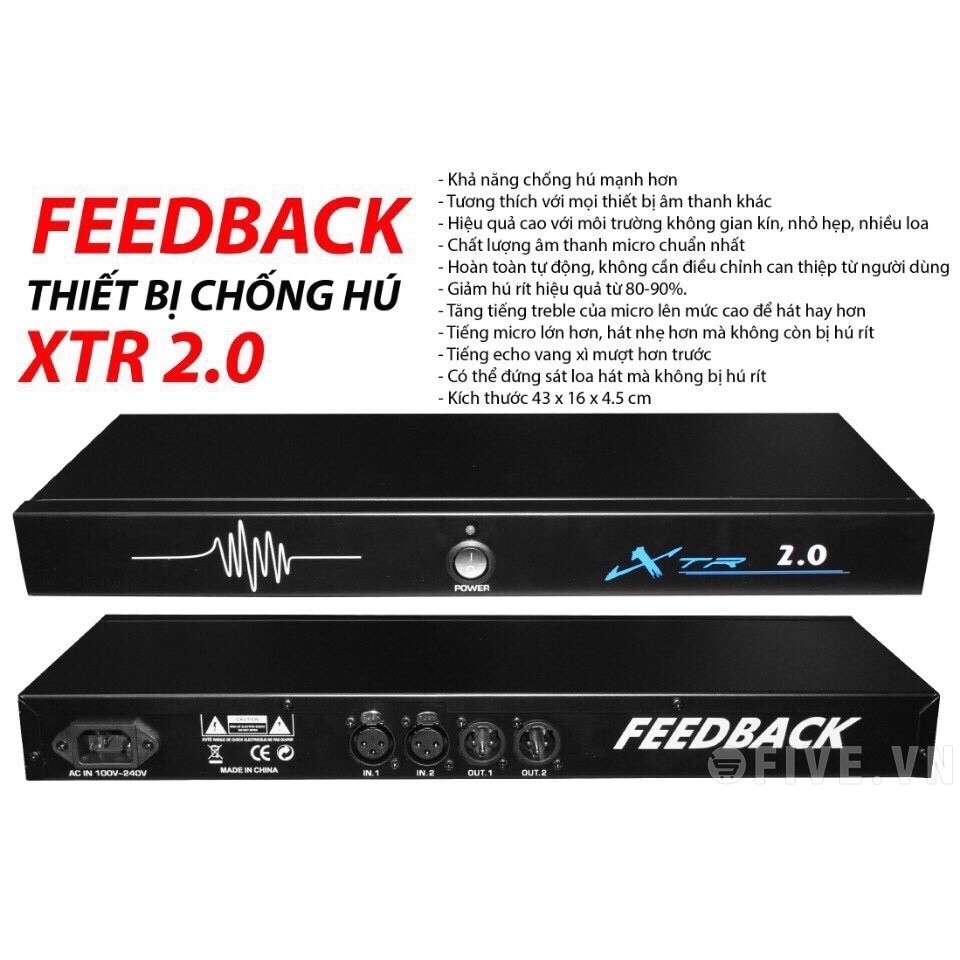 Thiết Bị Chống Hú Feeback XTR 2.0 Mới 100 Micro Hát Nhẹ Không Bị Hú Rít Không Méo Tiếng Hát Karaoke Cực Hay Chế Độ Tự Động Không Cần Căn Chỉnh Dễ Sử Dụng Dùng Cho Mọi Đan Âm Thanh