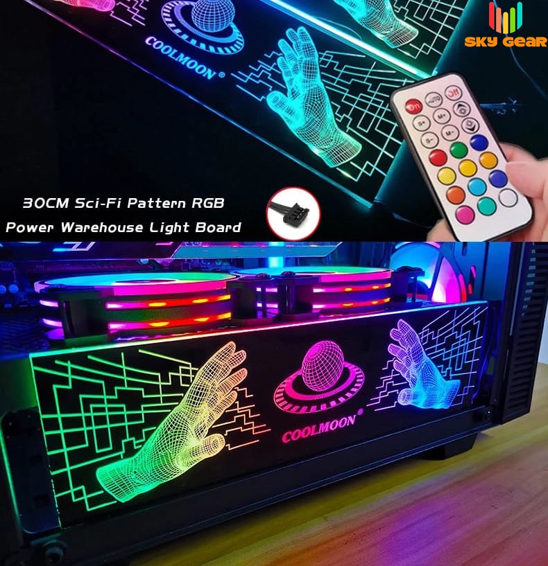 Tấm Che Nguồn Máy Tính Logo Cover PSU Coolmoon led RGB Đồng bộ hub Coolmoon