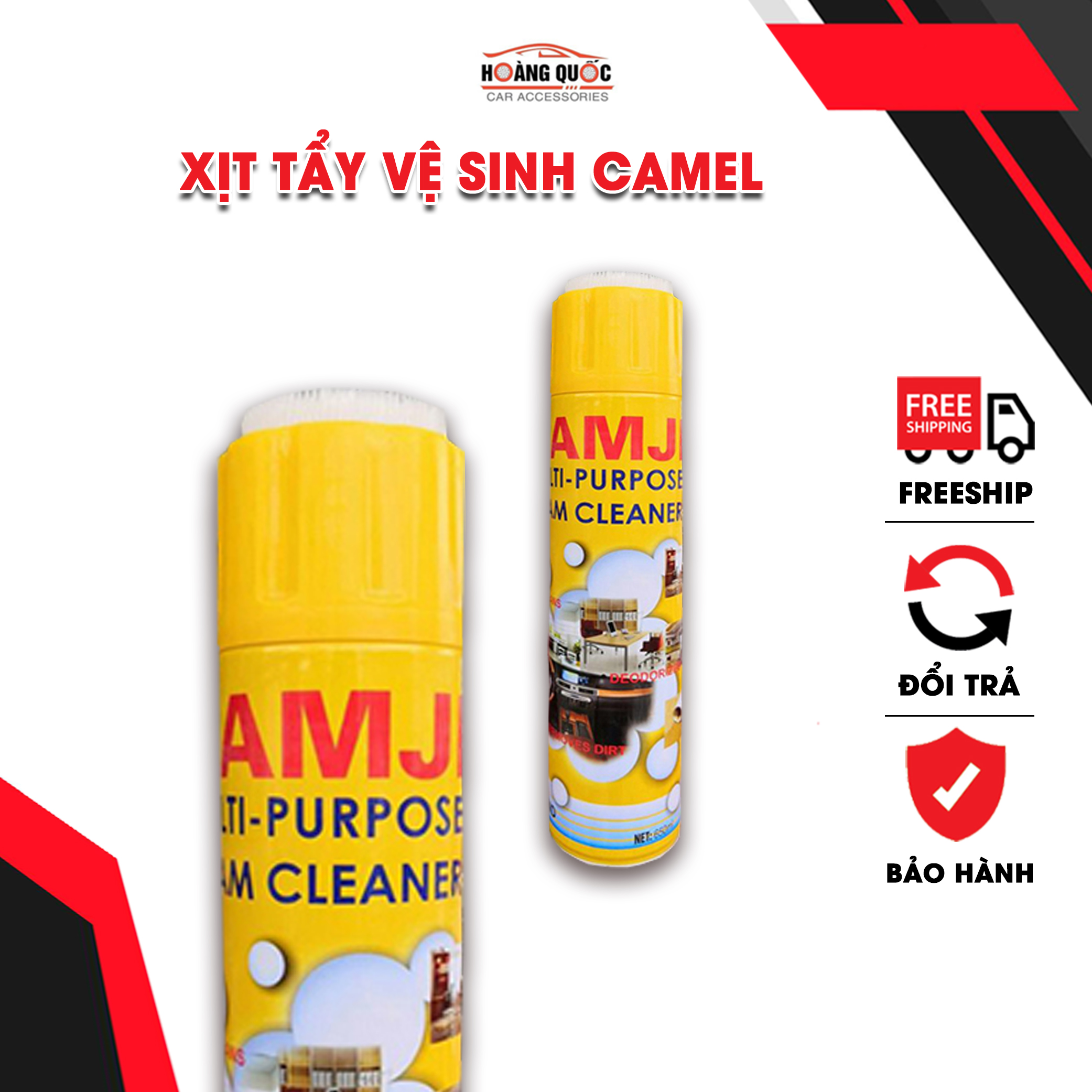 Chai xịt tẩy vệ sinh nội thất ô tô dạng bọt camel foam cleaner 650ml