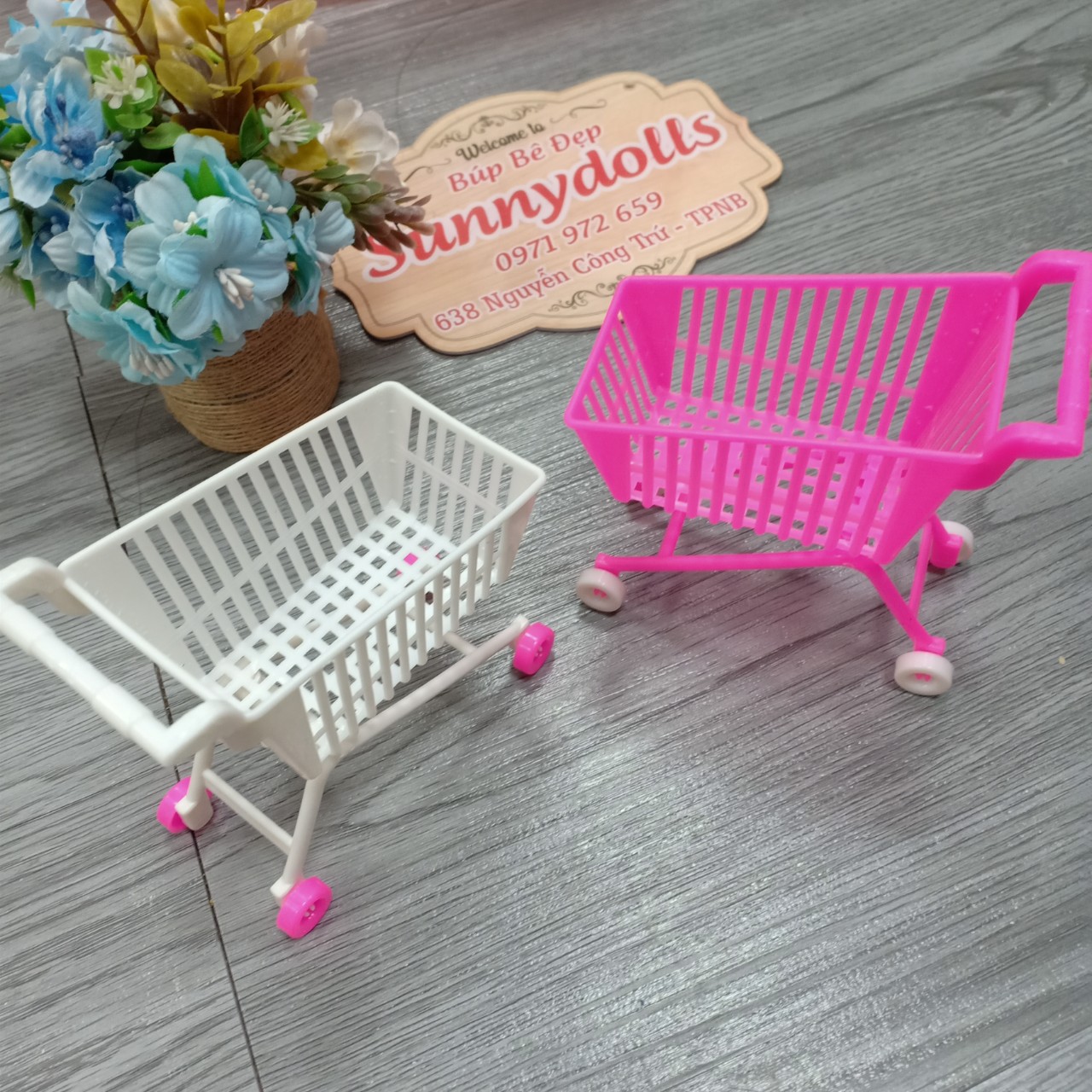Xe đẩy siêu thị đồ chơi cho búp bê barbie