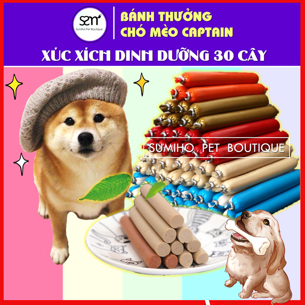 Xúc xích cho chó mèo thú cưng Captain bịch 30 cái 500gr (15g/cái)