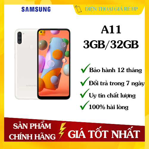 Điện Thoại Samsung Galaxy A11 ROM 32GB RAM 3GB - Hàng chính hãng, Mới 100%, Nguyên seal, Bảo hành 12 tháng [Điện thoại giá rẻ]