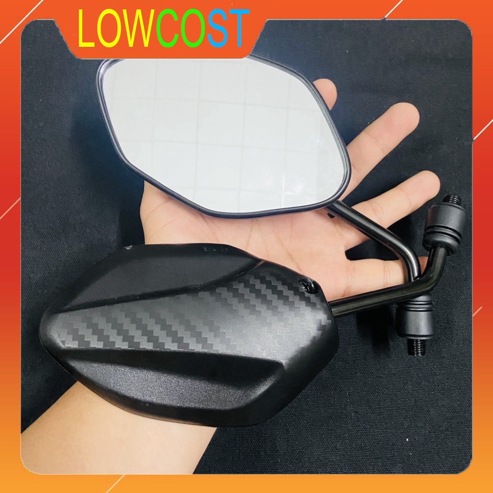 Gương chiếu hậu xe máy kiểu air blade vân carbon chân lùn chân kính 10 ly răng thuận
