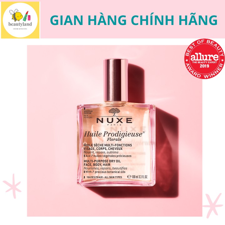 Dầu khô đa năng Nuxe Huile Prodigieuse Florale Pháp mẫu mới giúp dưỡng tóc mặt và body 100ml