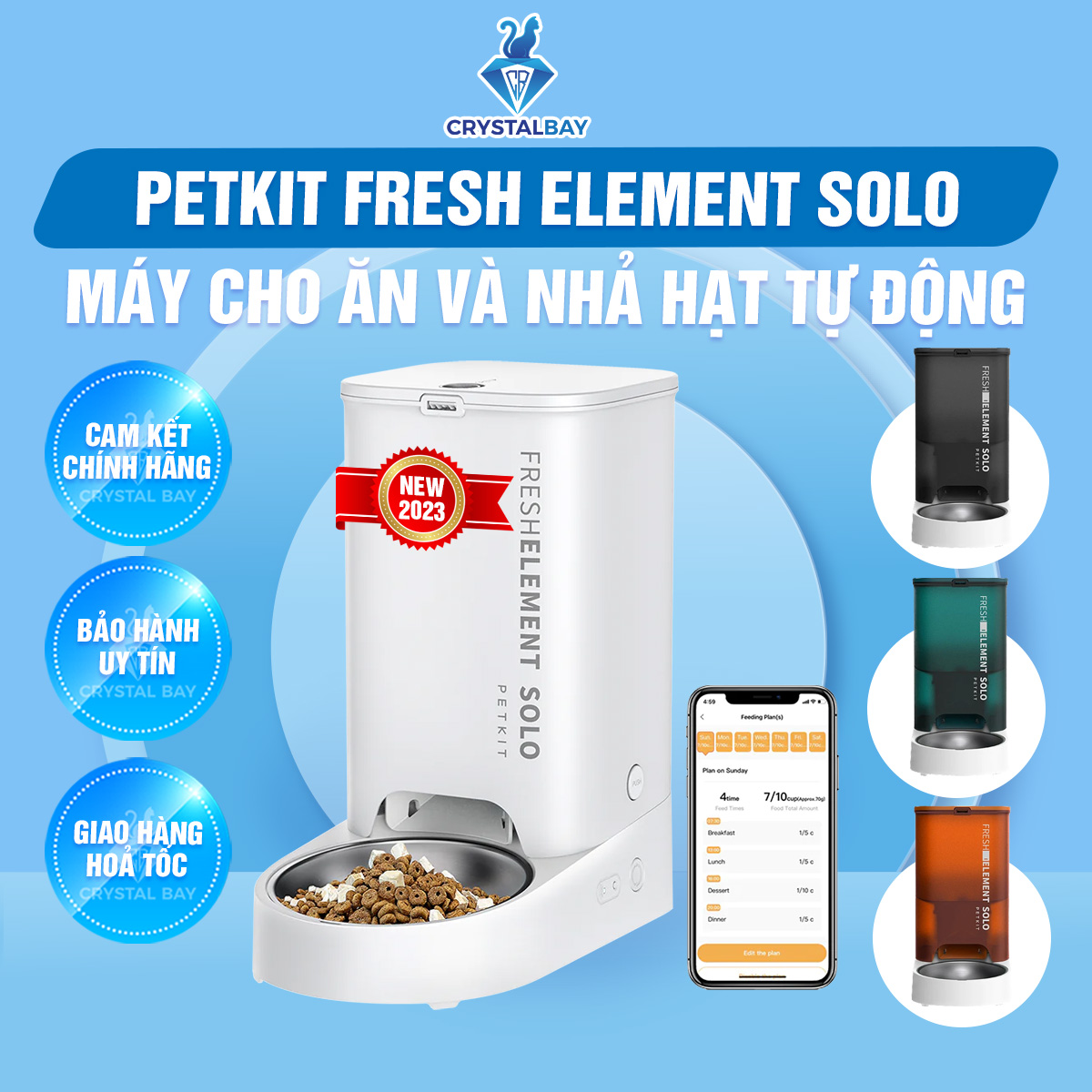 [MÁY ĂN CHO CHÓ MÈO CHÍNH HÃNG PETKIT] FEEDER SOLO 3L