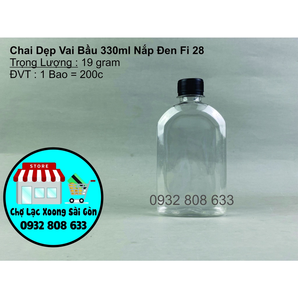 Combo 100 chai nhựa dẹp vai bầu 330ml nắp vặn fi 28