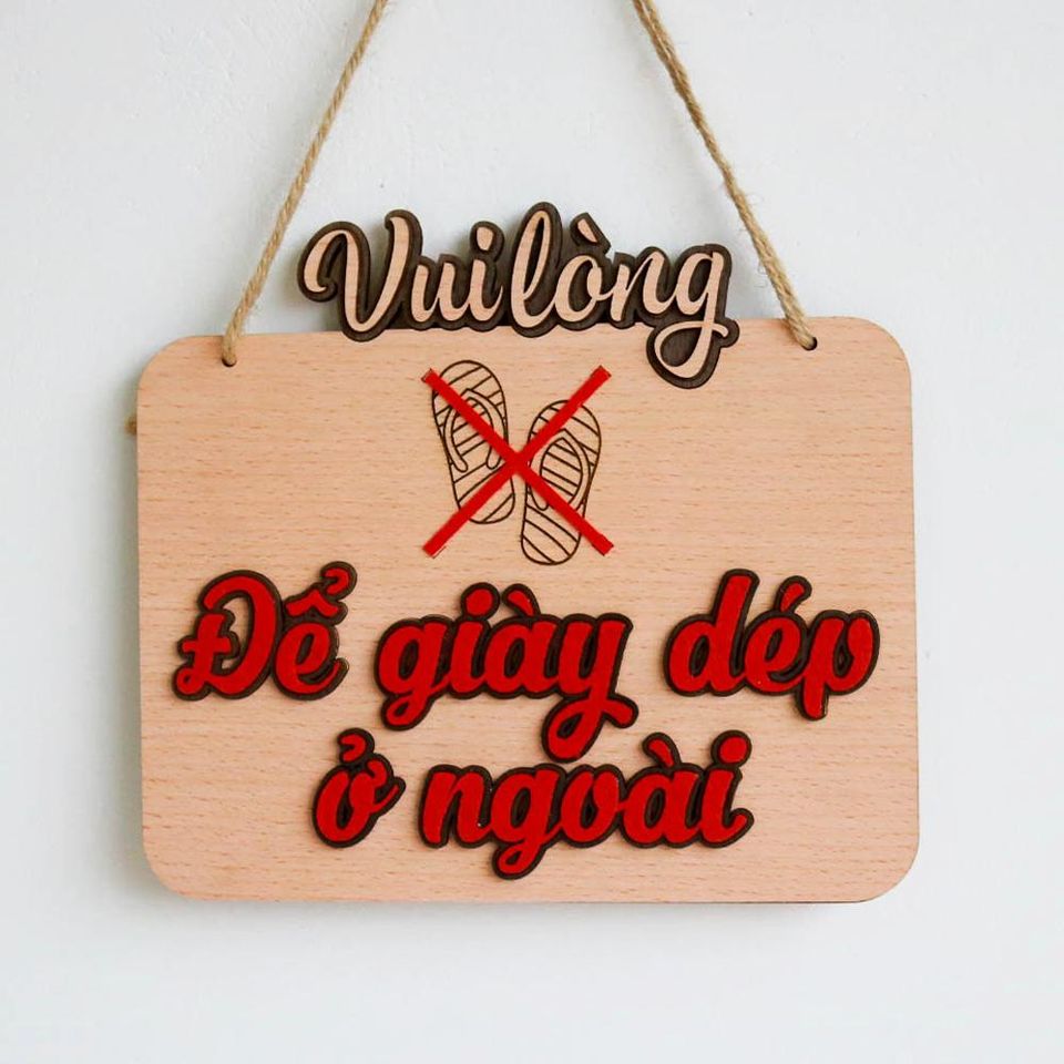 Bảng gỗ trang trí "Vui lòng..." nhiều mẫu