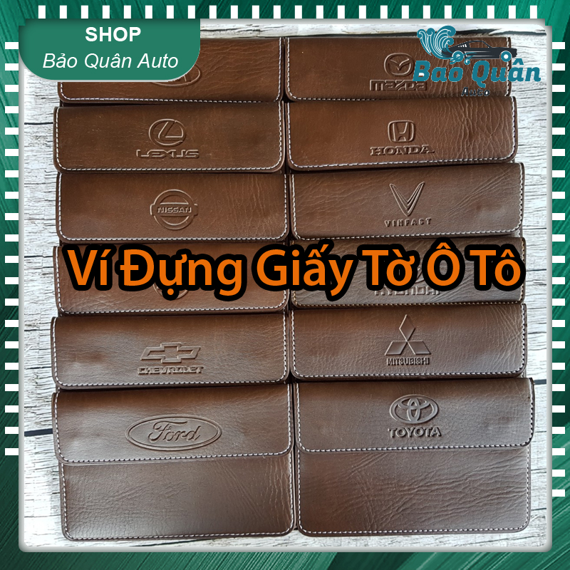 Ví da đựng giấy tờ đăng kiểm xe ô tô có LOGO HÃNG xe