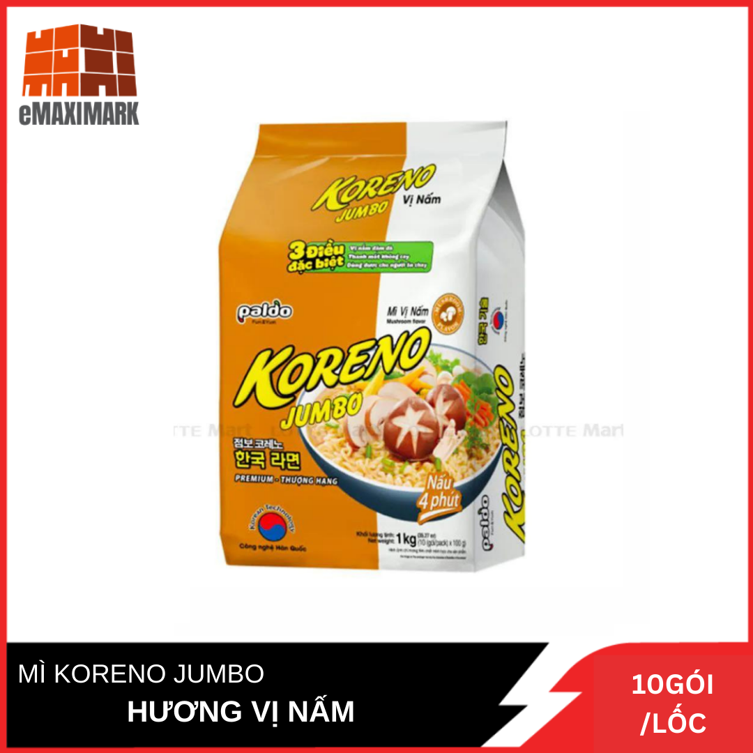 Mì koreno jumbo vị nấm - 10 lốc/ 1kg