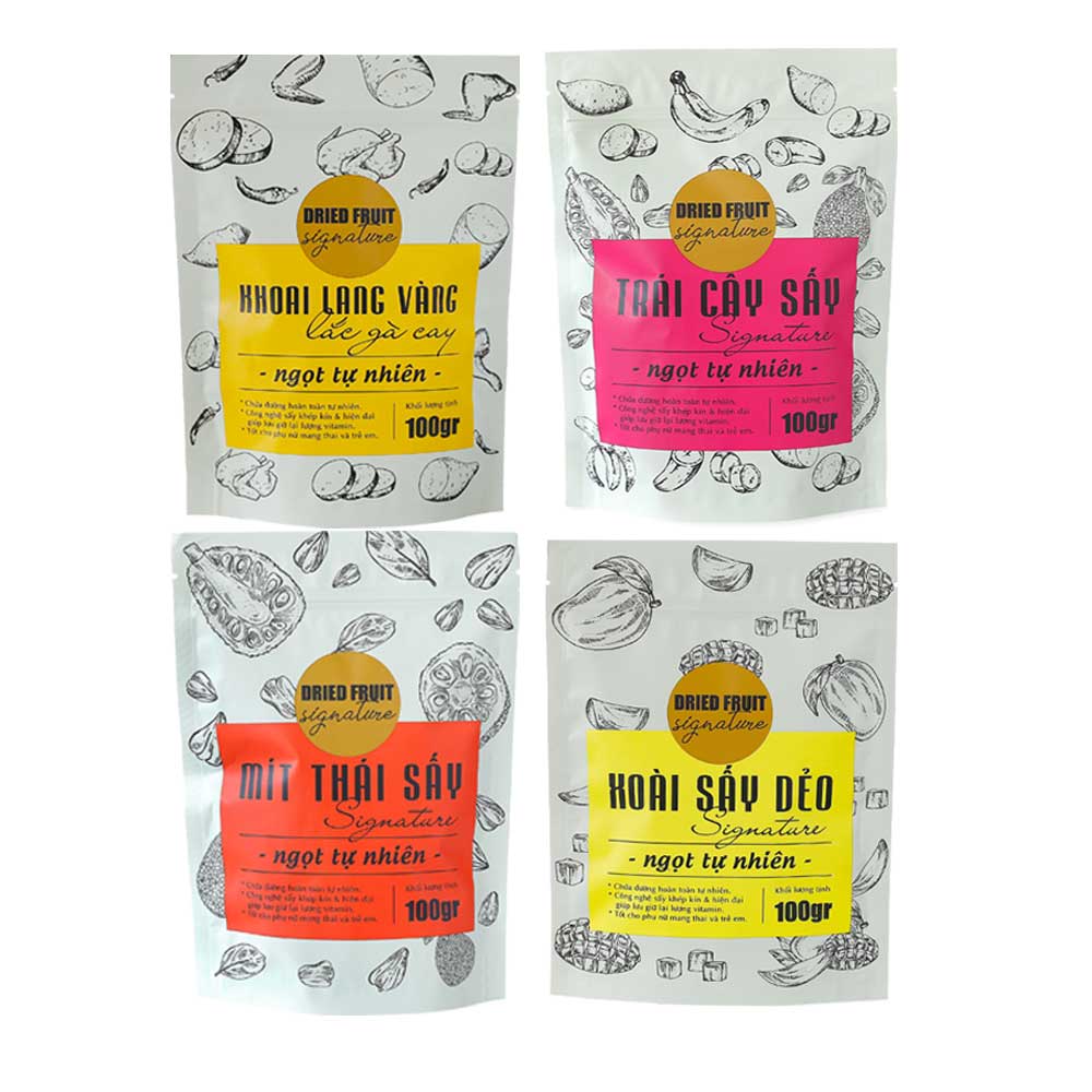 Combo 4 gói trái cây sấy gồm mít thái, khoai lang, xoài dẻo, thập cẩm mỗi gói 80gr. Thử hết là ghiền, hàng xuất khẩu Nhật Bản, thương hiệu Cạp Cạp Cạp(HSD đến 12/2021)