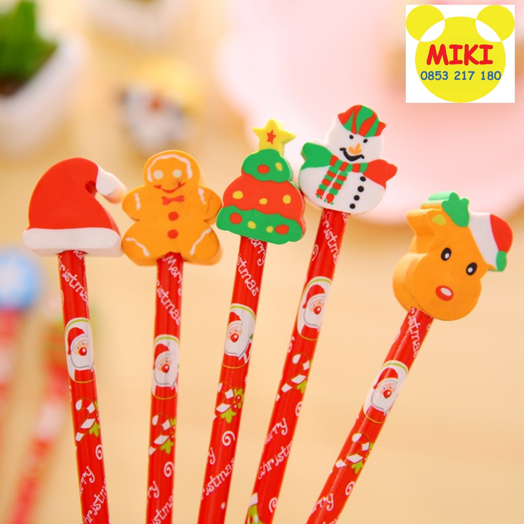 Bút chì đầu gôm noel