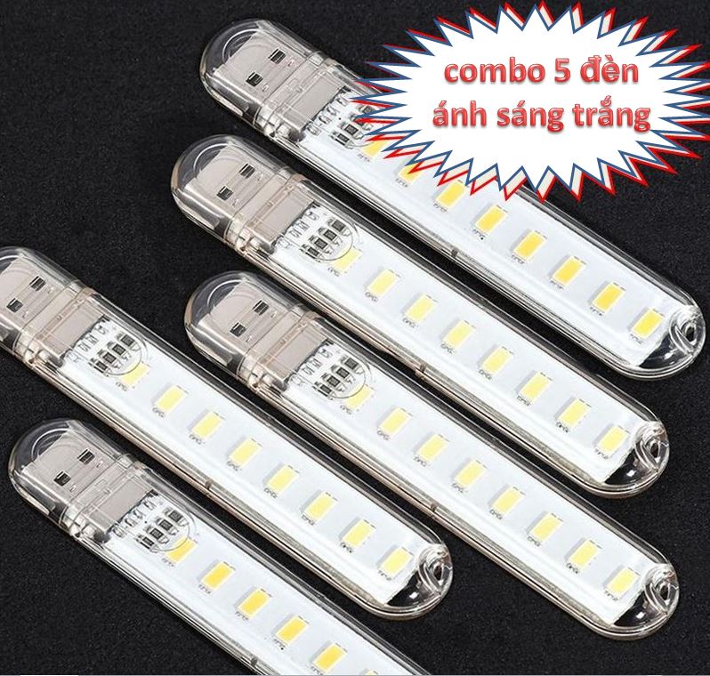 Combo 5 đèn LED usb 8 bóng siêu sáng
