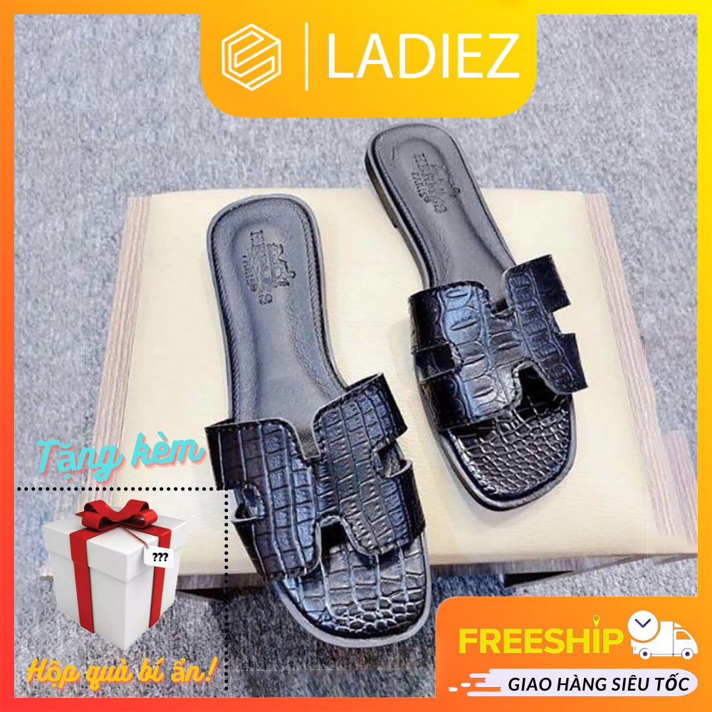 Dép Lê Nữ Quai Ngang Thời Trang Cao Cấp Ladiez Mẫu Chữ H Đế Bệt Xinh Xắn Chất Liệu Da Rắn Vân Siêu Đẹp